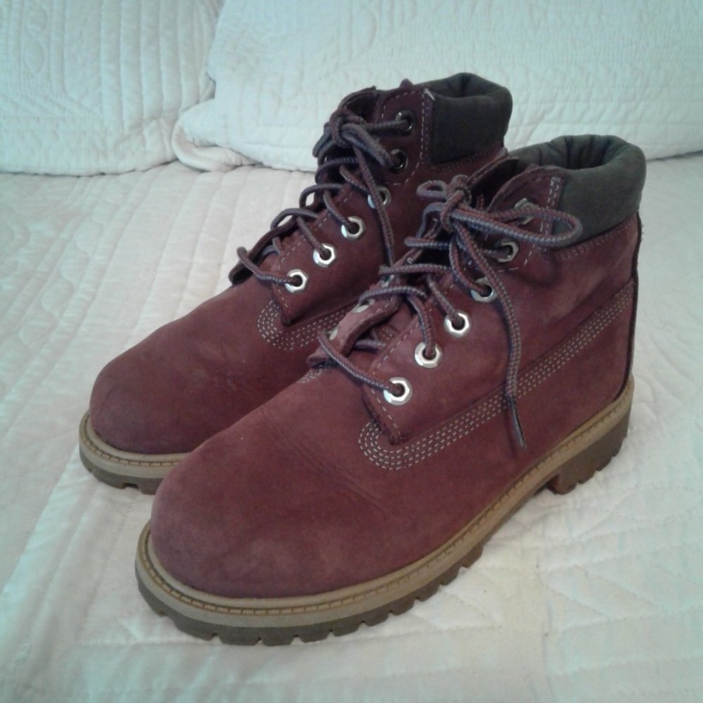 Timberland Youth Premium Waterproof Boots in Burgundy Nubuck - 1
